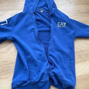 EA7 Men's Blue Zip-up Hoodie